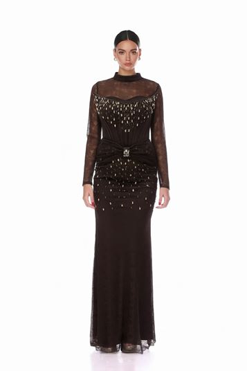 Lace Sleeve Evening Dress